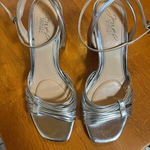 Jewel Badgley Mischka Silver Heeled Sandals